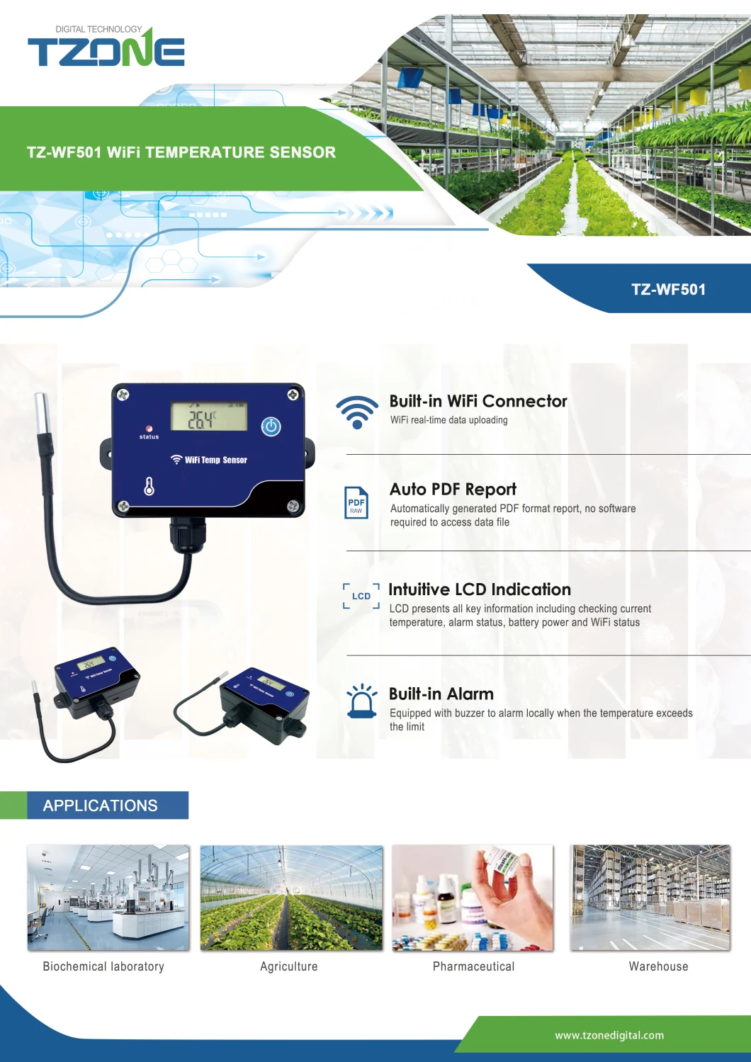 Wireless WiFi Temperature Sensors to Monitor Temperatures in Food Storage and Services