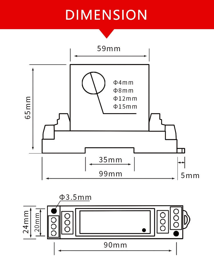 Hall Effect 0-10V 4-20mA 1-5V DC Output AC Current Sensor 2 Wire Current Transmitter DC24V Power Current Transducer for Sale