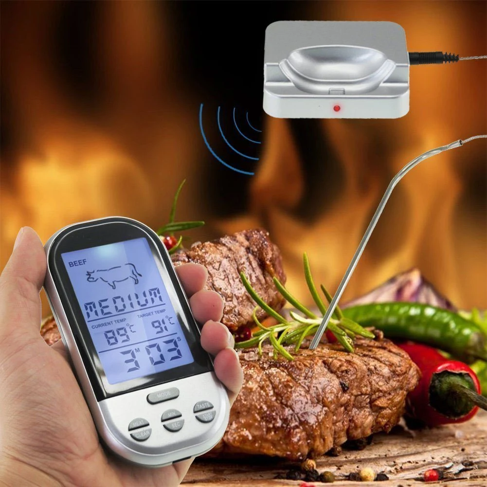 Barbecue Grill Temperature Monitor with Alarm Digital Wireless Bluetooth Cooking Thermometer Bl11777